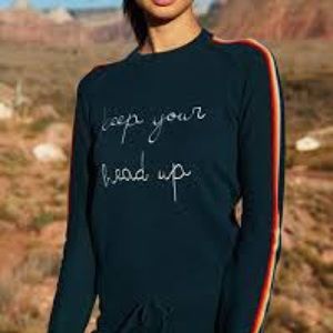 Spiritual Gangster Cashmere Embroidered Forest Green Sweater XS S M